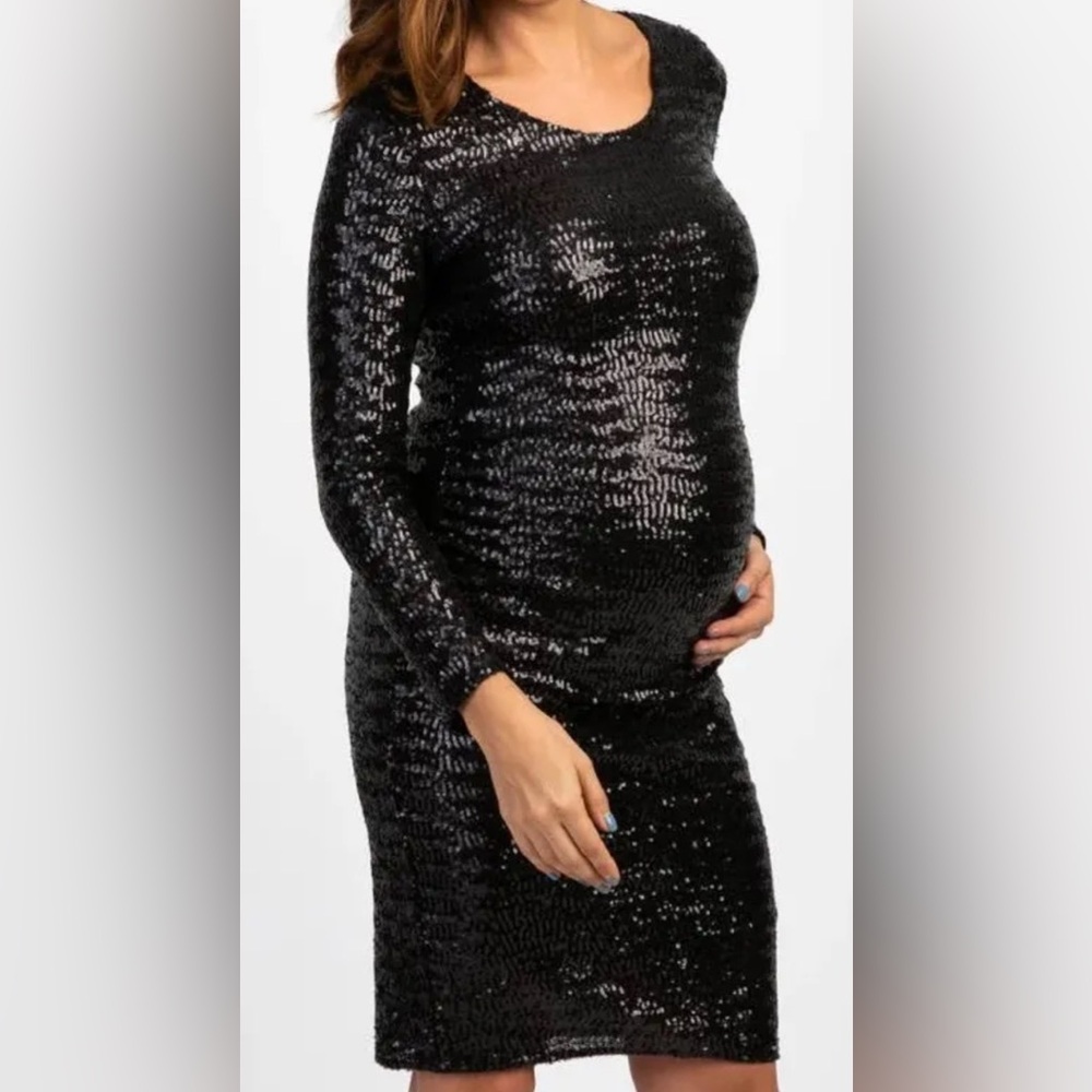 Black Sequin Maternity Dress